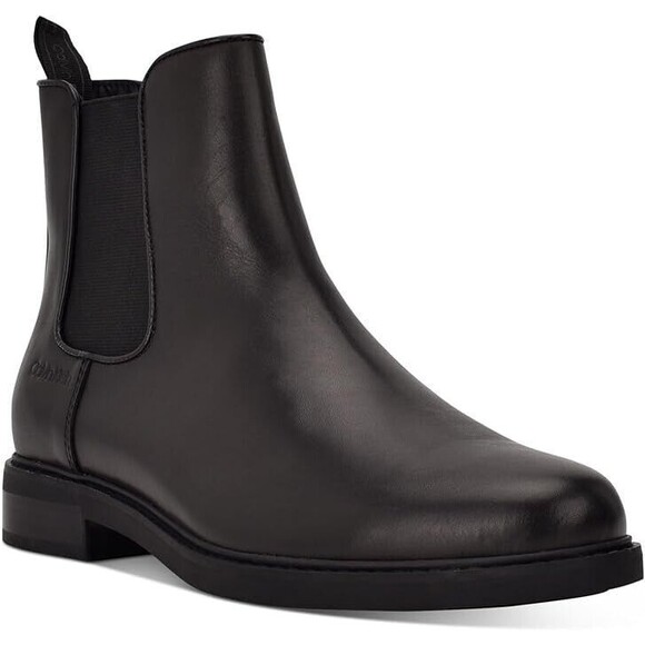 Calvin Klein Fenwick Chelsea Boots Mens 7 Black Leather Pull On Shoes NWB